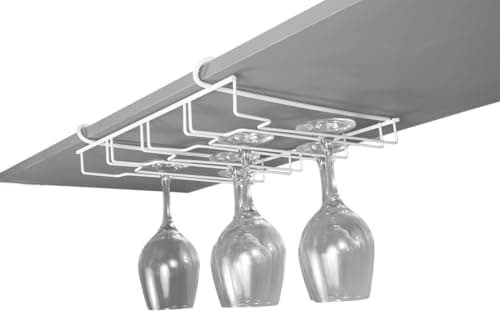 Suporte Porta Taça Organizador Duplo de Vinho Suspenso Armário Aço Fiver (BRANCO)