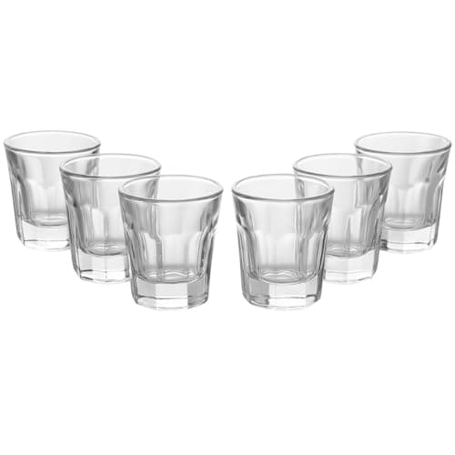 Jogo de 6 Copos de Shot em Vidro Design Clássico 45ml Transparente Copos Baixos Premium