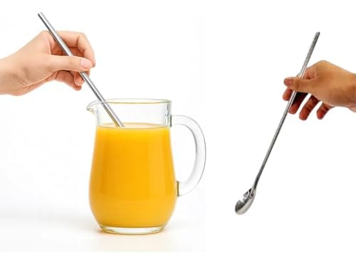 Colher Bailarina Para Suco 30,5cm Em Aço Inox Para Coquetéis Drinks Sucos Colher Grande Misturadora Prata Para Jarras Longa Cozinha E Bar