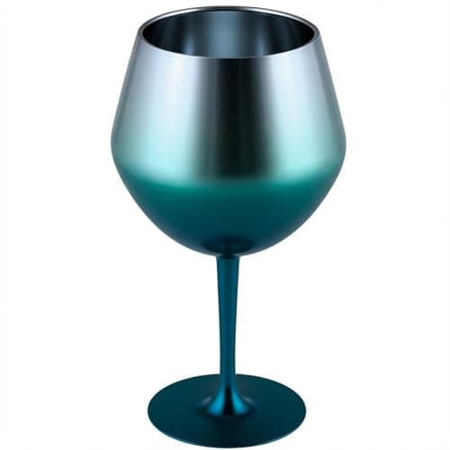 Taça Térmica Inox 400ml - 2 em 1 Copo e Taça, Gelo 4 horas, Gin Vinho e Drinks, Pintura Metalizada Tonalidade Variavel (Azul)