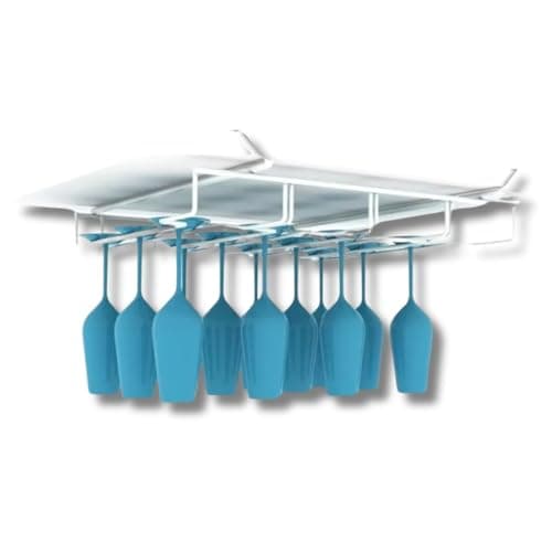 Suporte para Taças de Vinho Suspenso, Aramado Cor Branca, Capacidade 12 Taças 35,5cm x 30cm x 6,5cm