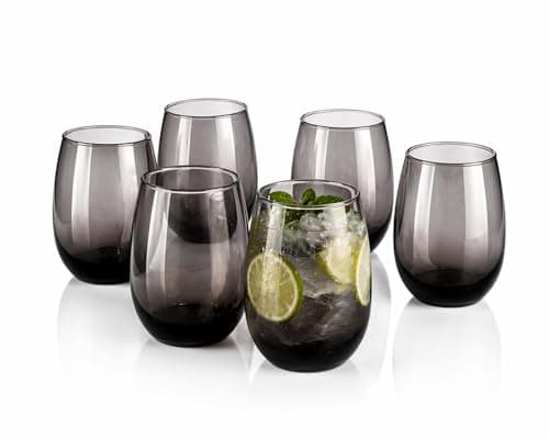 Jogo de Copos Long Drink Aruba 465ml Cinza Fumê em Vidro – Kit com 6 Peças Elegantes para Água, Suco e Drinks