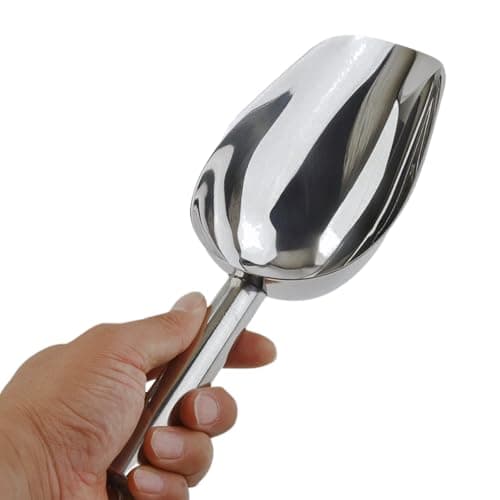Pa De Gelo em Inox 23cm Grande Ideal Para Gelo Farinha Pipoca Cereais Ração Doces Colher Para Gelo Cozinha E Bar Aço Inoxidável Pegador Resistente E Versátil