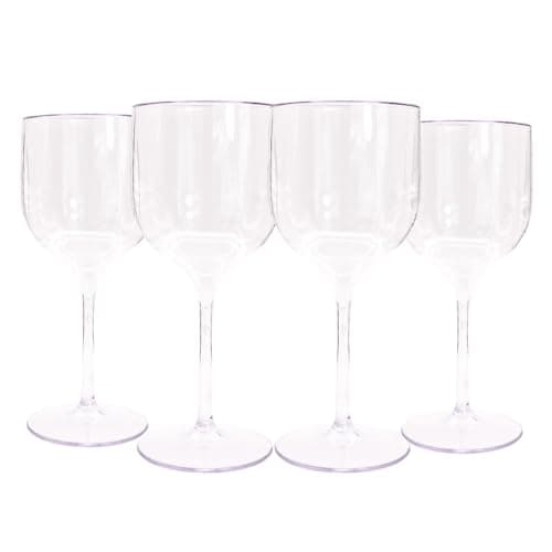 Kit 4 Taças De Vinho De Acrílico Cristal 260ml Drink Cor:Cristal