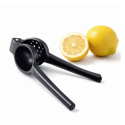 Espremedor de Limão Manual em Aço Inoxidável com Revestimento Preto Resistente 21cm, Moderno para Cozinha, Bares e Drinks, Extração Máxima de Suco e Design Ergonômico Premium