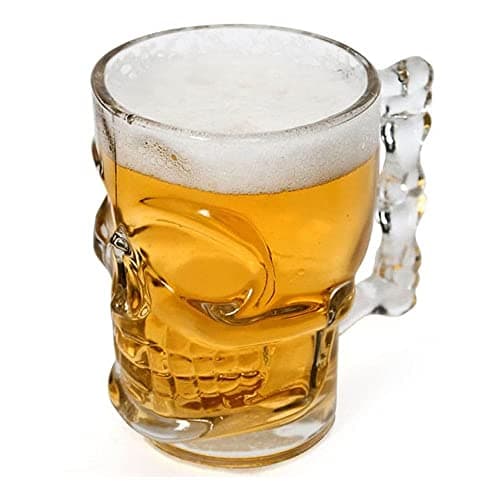 LYOR - Caneca para Chopp e Cerveja de Vidro Caveira Rock Style 510ml
