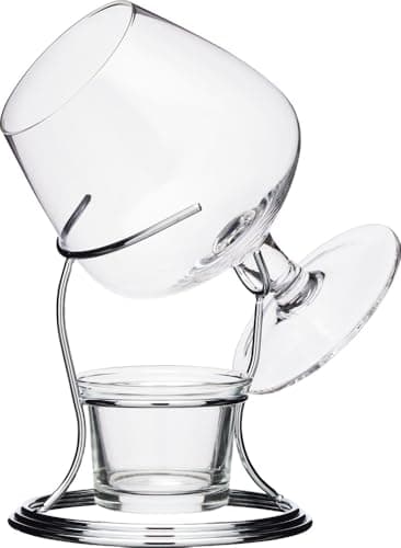 BarCraft Conjunto de Presente de Taça de Conhaque e Aquecedor, Taça de 350ml, Porta-vela e Suporte de Metal, Conjunto de 3 Peças