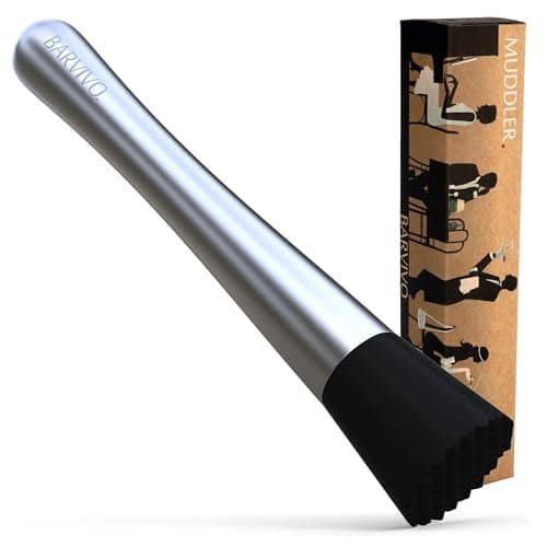 Barvivo Muddler de bebidas para coquetéis – Muddler profissional de aço inoxidável de 20 cm – Conjunto de muddler durável para coquetéis e mojito – acessórios de vinho presentes ideais para o dia dos