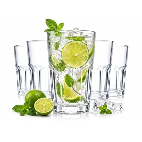 Jogo de Copos de Vidro Sydney 350ml com 6 Peças | Vidro Reforçado 4mm | Design Elegante e Robusto | Ideal para Água, Suco, Drinks e Whisky