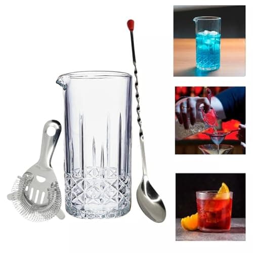 Kit Mixing Glass Com Colher Bailarina E Coador Strainer 2 Apoios em Aço Inox, Coquetel, Drinks, Coquetelaria, Bar, Bartender