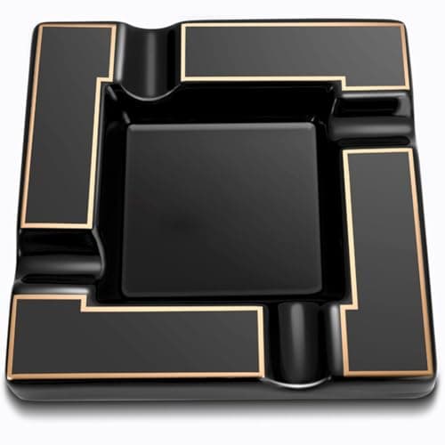 Cinzeiro de charuto grande cinzeiro de cerâmica para cigarros cinzeiros pretos para homens viagens, interior, exterior, pátio, casa, escritório, presente