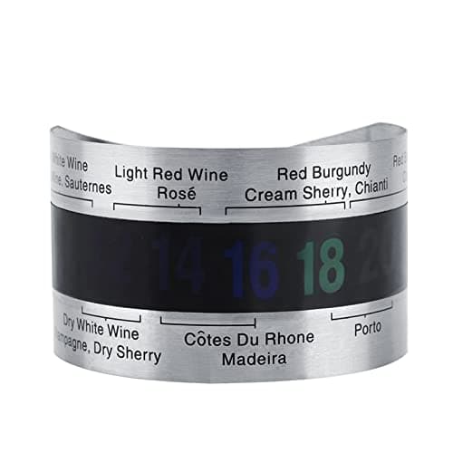 Hyuduo Pulseira de Termômetro de Vinho de Aço Inoxidável, de Relógio de Pulso Com Display LCD, Portátil e Conveniente para Transportar, Adequado para Vinho Tinto e Branco, Teste de Temperatura