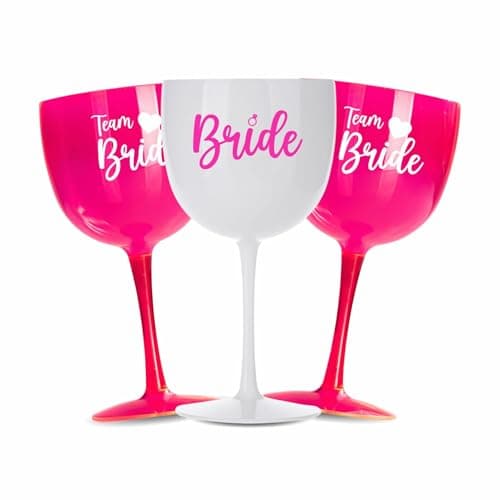Kit 15 Taças Gin Vodka 580ml Acrílica - Personalizadas Chá de lingerie despedida de solteira madrinhas Bride Noiva - Aloha (Rosa Neon - Bride)