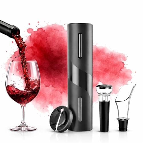 Kit Abridor de Vinho Elétrico Automático Saca Rolhas Elétrico 4 Peças Abridor Garrafa Vinho com Cortador de Lacre Bico Dosador Rolha a Vácuo Bar Adega Profissional Premium