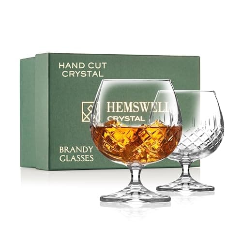 Hemswell Crystal Conjunto de 2 copos Brandy Snifter - Taças de vidro de corte pequeno para uísque ou uísque - Copos de conhaque - Cristal europeu 250 ml