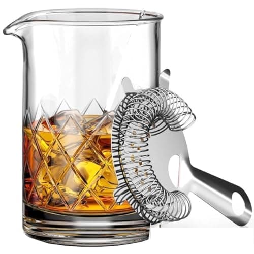 Mixing Glass Vidro Barpro 700ml + Strainer Coador 4 Apoios Barman Coquetel Drink NilosDecor