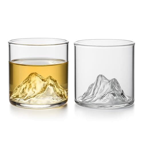 Kit 2 Copos de Vidro Montanha 300ml Cristal Transparente Design Montanha Luxo para Whisky Drinks e Bebidas Vidro Premium Reforçado