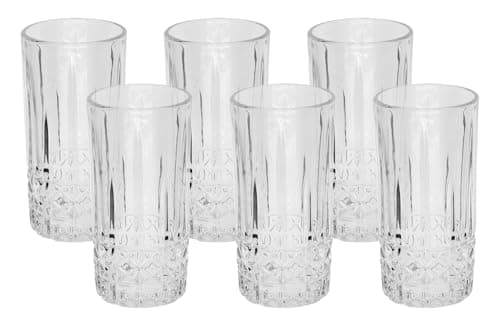 Mimo Style, Jogo de 6 Copos Long Drink Luita Vidro Texturizado 350ml Sofisticados e Elegantes