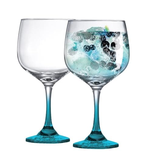 Ruvolo, Kit de Taça de Gin Clube Haste Azul, Taça Gin de Vidro 2 pcs, 690ml