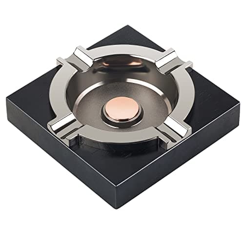 OILP Cinzeiro de charuto, cinzeiros legais presentes de charutos para homens, bandeja de charutos de metal com base de madeira maciça bandeja de cinzas preta para decoração de casa/escritório/bar
