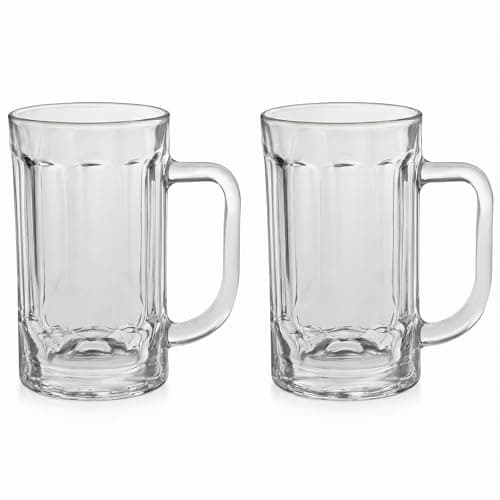 Canecas De Chopp 430ml - 2 Unidades - Em Vidro Reforçado – Estilo Taberna, Resistentes, Ideais Para Cerveja