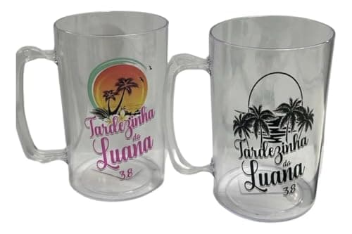 20 Canecas De Chopp Acrílica 350mL Personalizada Com Logo, Time, Frase, Nome (Cristal)