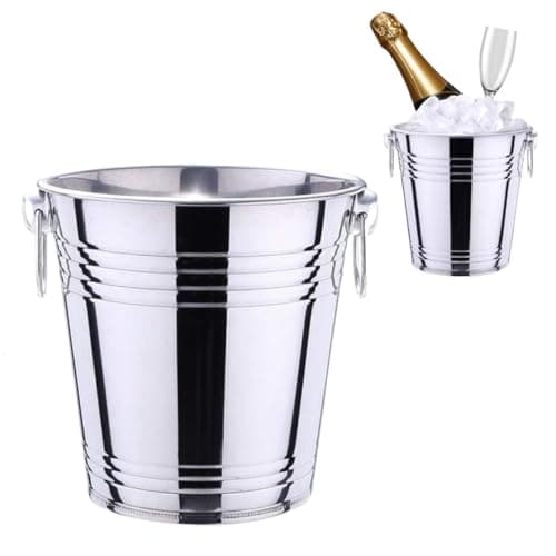 Balde De Gelo Aço Inox Para Champagne E Bebidas 4L