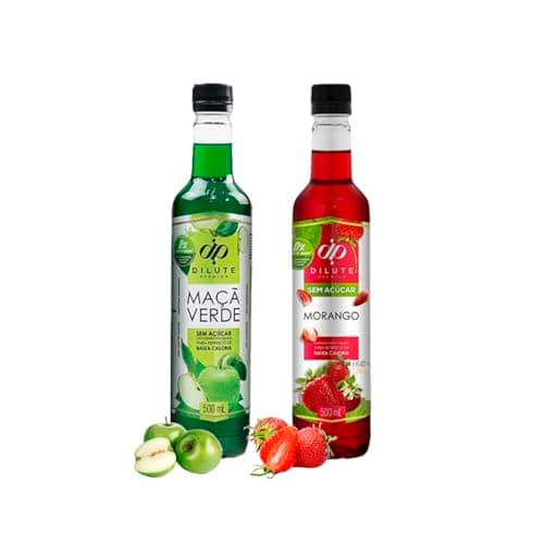 Kit 2 Xarope Para Soda Italiana E Drinks Dilute Zero Açúcar (Maçã Verde/Morango)