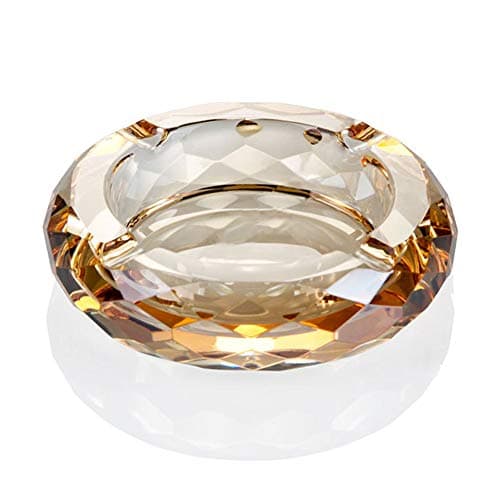Cinzeiro de vidro de cristal, suporte de cinzeiro para cigarros de charuto, decoração de mesa de escritório, decoração de mesa, cristal dourado