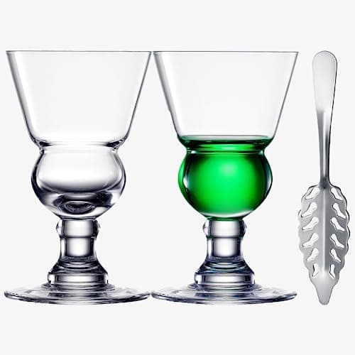 Conjunto de copos de absinto de cristal vintage | 200 ml por The Wine Savant - Haste clássica com reservatório de bolhas suíças, ideal para degustar, cheirar e beber absinto, sambuca, raki, pastis,
