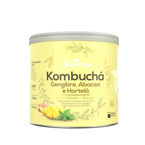 Supraervas Kombucha Lata 200g - 3 Sabores (Gengibre, Abacaxi e Hortelã)