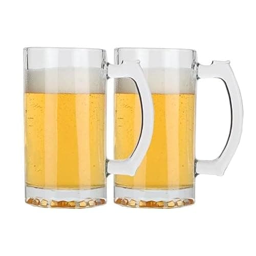 Jogo 2 Canecas De Chopp Cerveja Copo De Vidro Liso 500ml