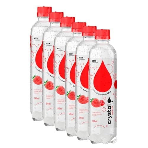 Kit Água Saborizada Crystal com Gás 6 Garrafas de 510ml (Frutas Vermelhas)