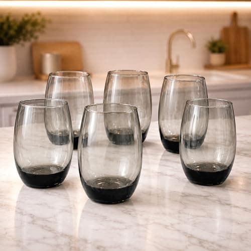 Kit 6 Copos Long Drink 475ml Vidro Fumê Premium Água Suco Refrigerante Drinks