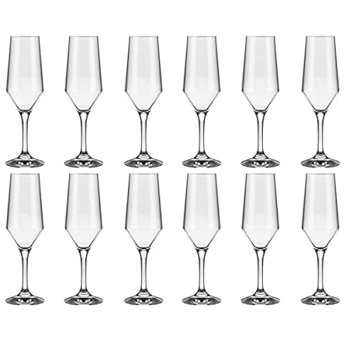Jogo 12 Taças Champanhe Espumante 186ml SM Buffet Nadir Figueiredo Vidro Transparente