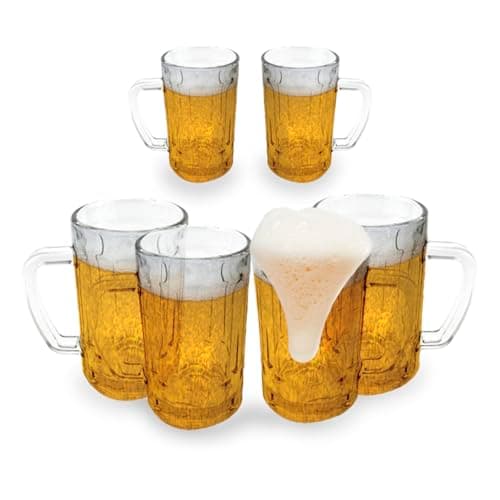 Conjunto de 6 Canecas de Chopp e cerveja em Vidro 400ml Com Al�a Resistente