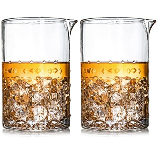 SOUJOY 2 Pack Cocktail Mixing Glass, 25oz Crystal Martini Stirring Glass, Bar Mixing Pitcher with Weighted Bottom for Bartenders