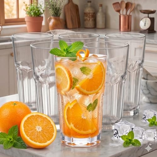Jogo de Copo de Vidro 400ml Bristol com 6 copos Transparente Reforçado e Resistente, Alto Elegante e Moderno, para Água, Suco, Drinks e Cerveja, Casa, Bar e Restaurante, Grosso, Fácil Limpeza,