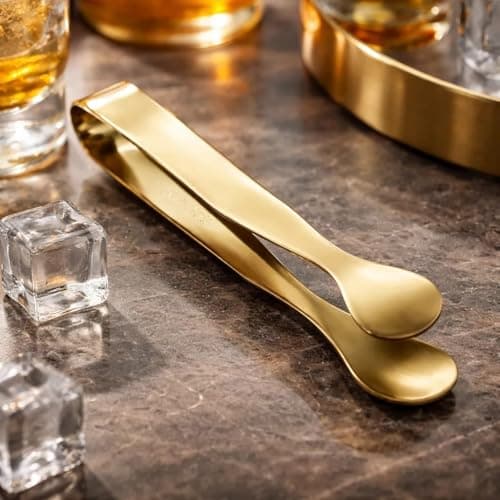 Kit 4 Pinças Pegador De Gelo Aço Inoxidável Dourado Utensílio Elegante Para Bar Cozinha Servir Drinks Frutas Aperitivos Eventos