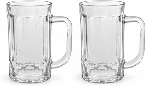 kit 2 Caneca de Chopp e cerveja em Vidro Transparente Peças com Alça Ergonômica Estilo Clássico Reutilizável