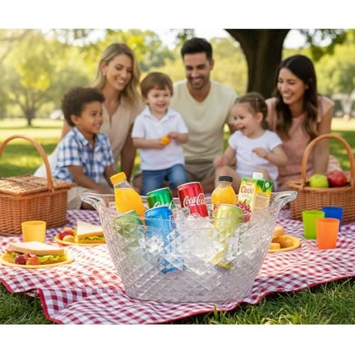 Balde Acrílico Resistente para Gelo e Bebida Transparente Capacidade 15 Litros Design Moderno e Funcional Ideal para Festas e Confraternizações Água, Suco, Refrigerante, Bebidas