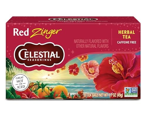 Chá Gelado Red Zinger Celestial Seasonings Cereja Hibisco Laranja Hortelã 20 Sachês
