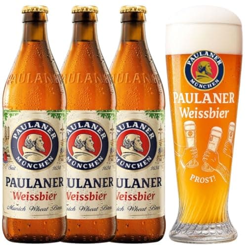 Kit 3 Cervejas Paulaner Weissbier Garrafa 500ml + Copo Prost