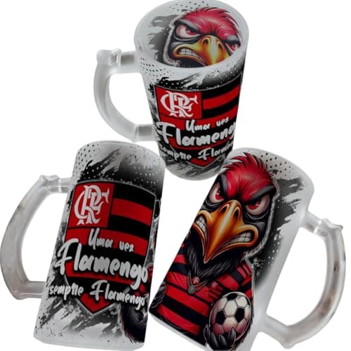 Caneca De Chopp De Vidro 475ml Personalizada Com Seu Time (Flamengo)
