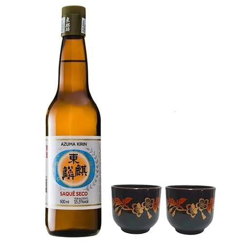 Kit 01 Saquê Seco Azuma Sake Kirin Comum + 02 Copo Guinomi (ÚNICO, Flor Sakura)