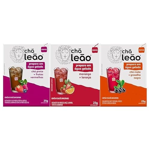 Combo Chá Gelado Leão – 30 Sachês (Frutas Vermelhas, Morango e Laranja, Matte e Grosselha Negra)